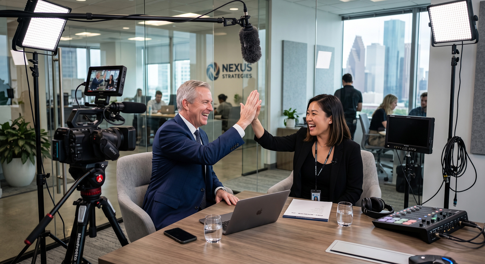 Executives participating in video content